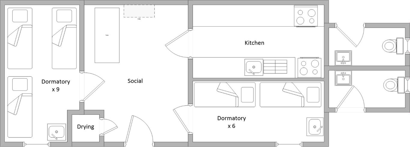 Layout of the hut